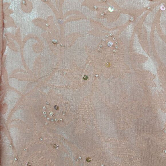 Vintage 80's Maxi Skirt Set Petites 16WP Pink Modest Beaded Button Up Shimmer - Picture 11 of 17